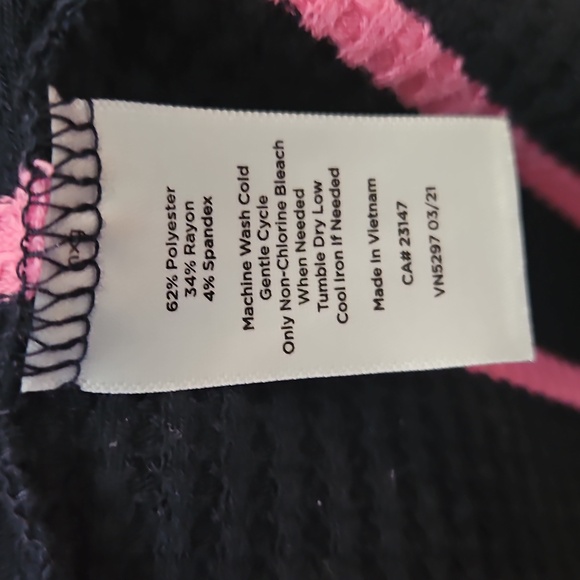 Talbots Pink And Navy Striped Cowl Neck Sweater Size XL - Picture 5 of 6